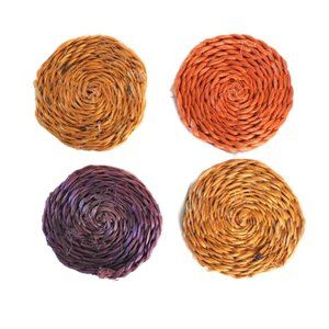 Vintage Colored Straw Coasters Set of 4